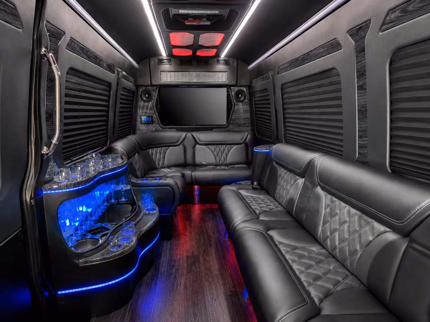 commerce city 50 passenger party bus interior